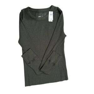Aerie Ribbed Top in Olive Green